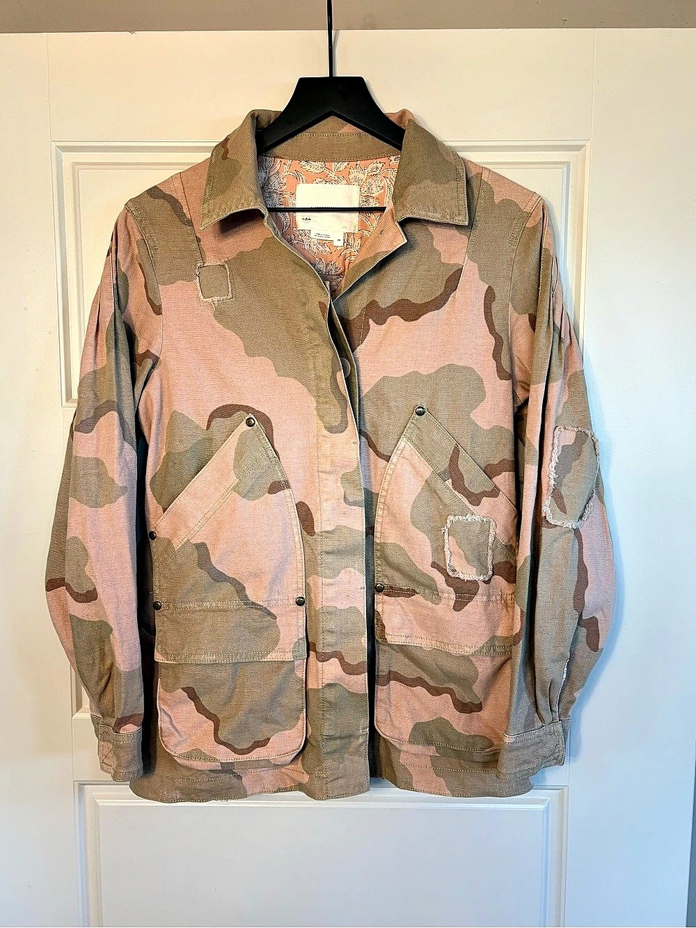 Anthropologie Camo Utility Jacket Pink & Green Size XS